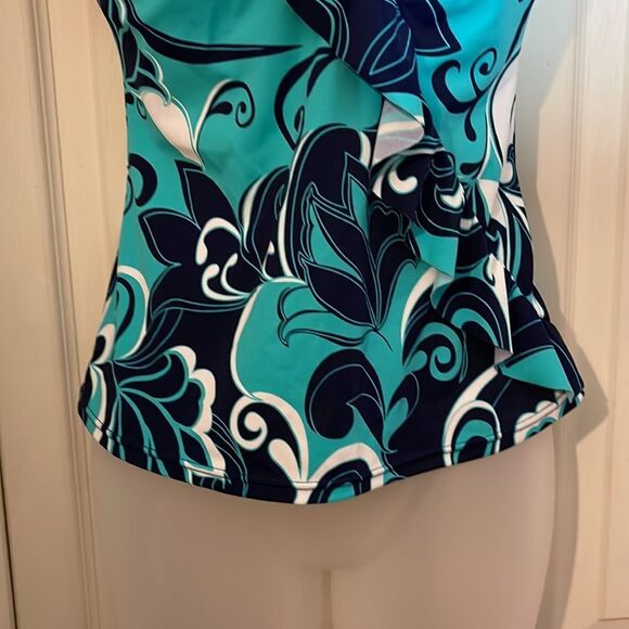 Vintage Jamaica Bay 1990s Ruffled Front Paisley Print Tankini Swim Top 8 - Picture 6 of 16